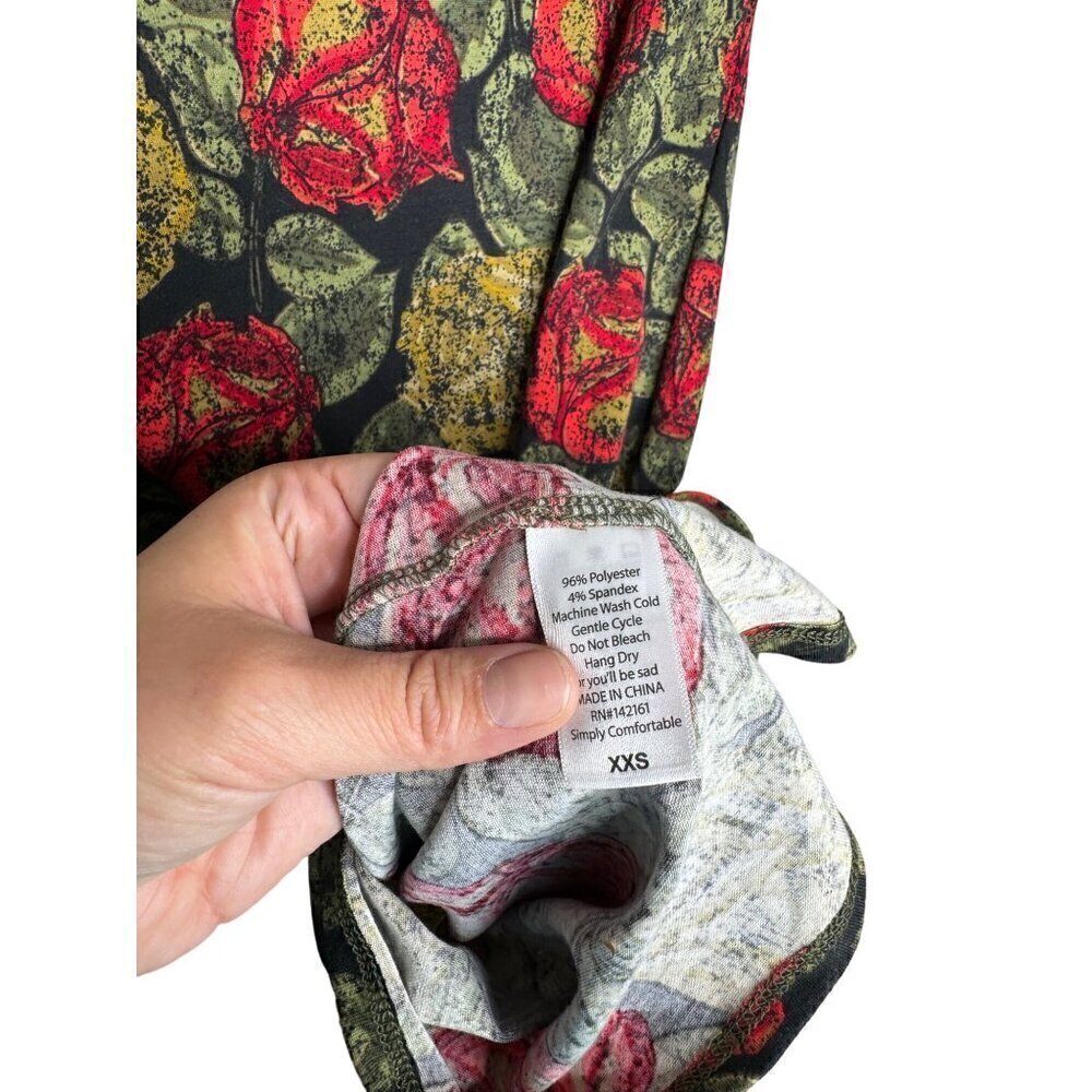 NWT LuLaRoe Floral Julia Dress Green XXS - Picture 3 of 4